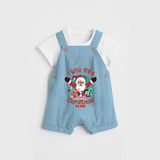 " I Wish You A Merry Christmas " - Christmas Themed Kids Dungaree Set With Customized name - SKY BLUE - 0 - 5 Months Old (Chest 18")