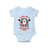 " I Wish You A Merry Christmas " - Christmas Themed Kids Romper With Customized name - BABY BLUE - 0 - 3 Months Old (Chest 16")