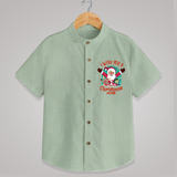 " I Wish You A Merry Christmas " - Christmas Themed Kids Shirt With Customized name - MINT GREEN - 0 - 6 Months Old (Chest 23")