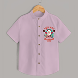 " I Wish You A Merry Christmas " - Christmas Themed Kids Shirt With Customized name - PINK - 0 - 6 Months Old (Chest 23")