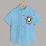 " I Wish You A Merry Christmas " - Christmas Themed Kids Shirt With Customized name - SKY BLUE - 0 - 6 Months Old (Chest 23")