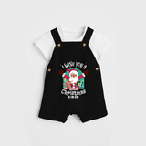 " I Wish You A Merry Christmas " - Christmas Themed Kids Dungaree Set With Customized name - BLACK - 0 - 5 Months Old (Chest 18")