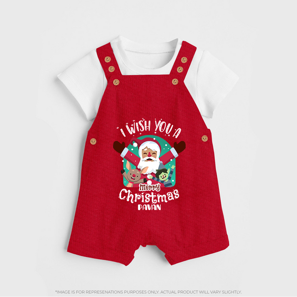 I Wish You a Merry Christmas Santa Party – Personalized   Dungaree - RED - 0 - 5 Months Old (Chest 18")