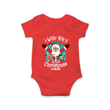 I Wish You a Merry Christmas Santa Party – Personalized Baby Romper - RED - New Born (Chest 14")
