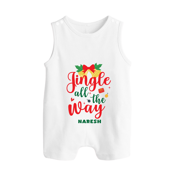 Jingle All the Way-Bells & Bow – Personalized   Romper Suit - WHITE - 0 - 5 Months Old (Chest 18")