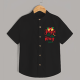 "Jingle All The Way" - Christmas Themed Kids Shirt With Customized name - BLACK - 0 - 6 Months Old (Chest 23")