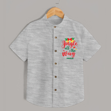 "Jingle All The Way" - Christmas Themed Kids Shirt With Customized name - GREY MELANGE - 0 - 6 Months Old (Chest 23")