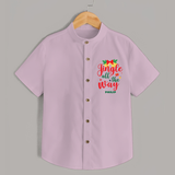 "Jingle All The Way" - Christmas Themed Kids Shirt With Customized name - PINK - 0 - 6 Months Old (Chest 23")