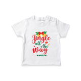 Jingle All the Way-Bells & Bow – Personalized   T-Shirt - WHITE - 0-5 Months Old (Chest 17")