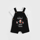 "I Love Christmas And Music " - Christmas Themed Kids Dungaree Set With Customized name - BLACK - 0 - 5 Months Old (Chest 18")