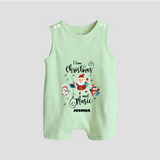 "I Love Christmas And Music " - Christmas Themed Romper Suit With Customized name - MINT GREEN - 0 - 5 Months Old (Chest 18")