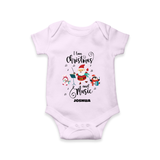 "I Love Christmas And Music " - Christmas Themed Kids Romper With Customized name - LILAC - 0 - 3 Months Old (Chest 16")