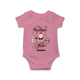 "I Love Christmas And Music " - Christmas Themed Kids Romper With Customized name - ONION - 0 - 3 Months Old (Chest 16")