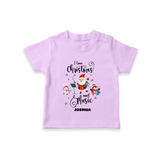 "I Love Christmas And Music " - Christmas Themed Kids T-Shirt With Customized name - LILAC - 0-5 Months Old (Chest 17")