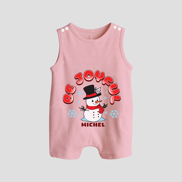 "Be Joyful" - Christmas Themed Romper Suit With Customized name - BABY PINK - 0 - 5 Months Old (Chest 18")