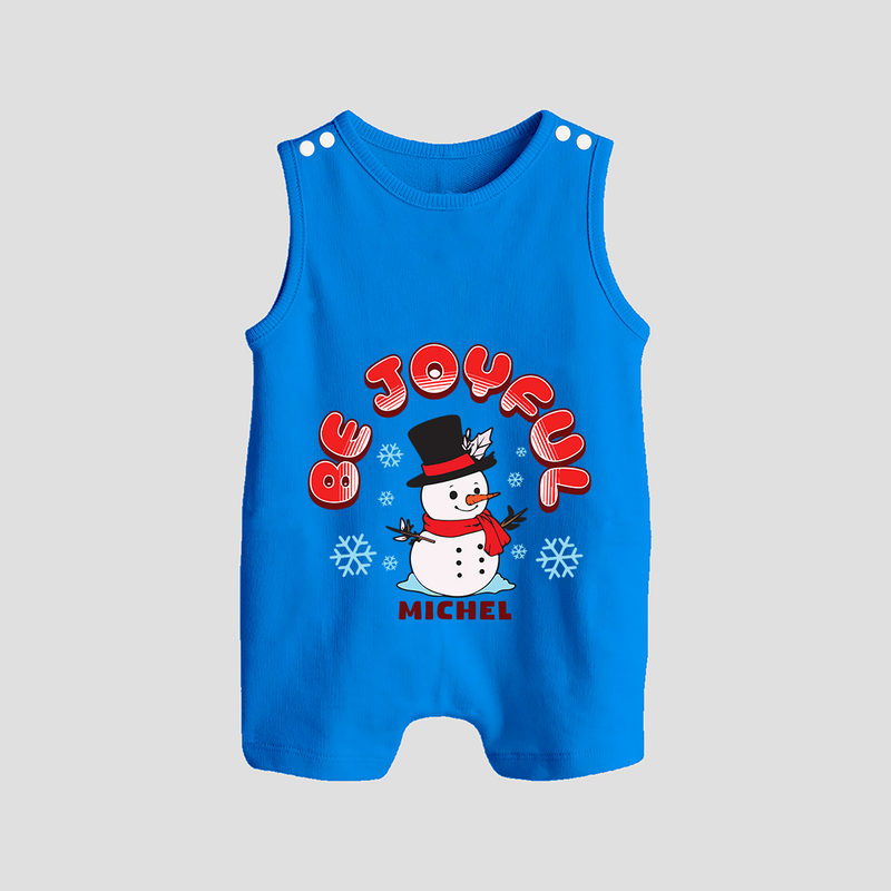 "Be Joyful" - Christmas Themed Romper Suit With Customized name - ROYAL BLUE - 0 - 5 Months Old (Chest 18")