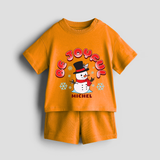 "Be Joyful" - Christmas Themed Kids Co-ord Set With Customized name - TANGERINE - 0-5 months old  (Chest 18")