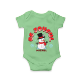 "Be Joyful" - Christmas Themed Kids Romper With Customized name - GREEN - 0 - 3 Months Old (Chest 16")