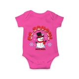 "Be Joyful" - Christmas Themed Kids Romper With Customized name - HOT PINK - 0 - 3 Months Old (Chest 16")