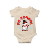 "Be Joyful" - Christmas Themed Kids Romper With Customized name - IVORY - 0 - 3 Months Old (Chest 16")