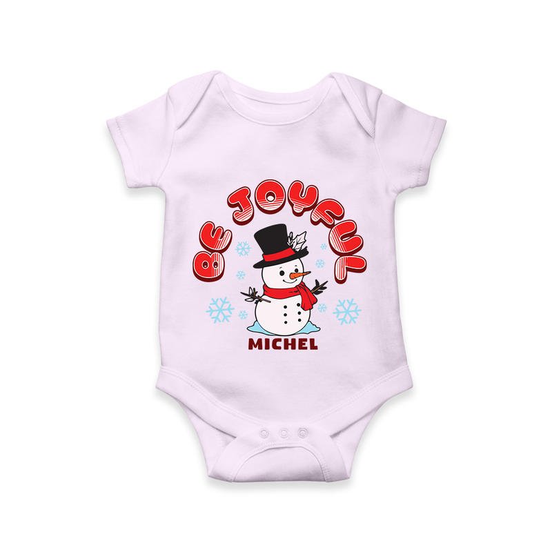 "Be Joyful" - Christmas Themed Kids Romper With Customized name - LILAC - 0 - 3 Months Old (Chest 16")