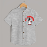 "Be Joyful" - Christmas Themed Kids Shirt With Customized name - GREY MELANGE - 0 - 6 Months Old (Chest 23")