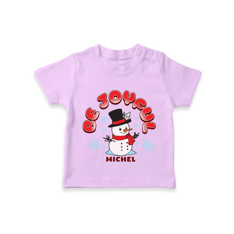 "Be Joyful" - Christmas Themed Kids T-Shirt With Customized name - LILAC - 0-5 Months Old (Chest 17")