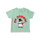 "Be Joyful" - Christmas Themed Kids T-Shirt With Customized name - MINT GREEN - 0-5 Months Old (Chest 17")