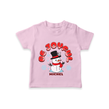 "Be Joyful" - Christmas Themed Kids T-Shirt With Customized name - PINK - 0-5 Months Old (Chest 17")