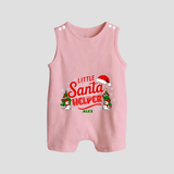 "Little Santa Helper" - Christmas Themed Romper Suit With Customized name - BABY PINK - 0 - 5 Months Old (Chest 18")