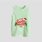 "Little Santa Helper" - Christmas Themed Button Romper With Customized name - MINT GREEN - 0 - 5 Months Old (Chest 18")