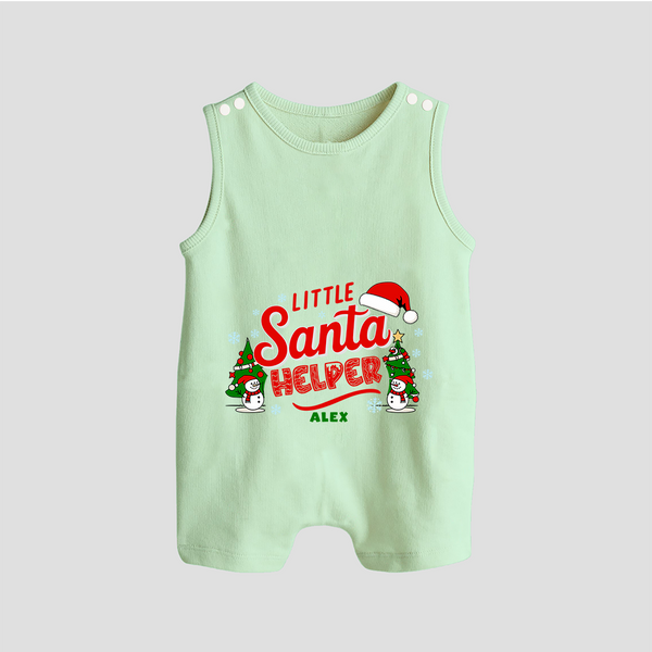 "Little Santa Helper" - Christmas Themed Romper Suit With Customized name - MINT GREEN - 0 - 5 Months Old (Chest 18")