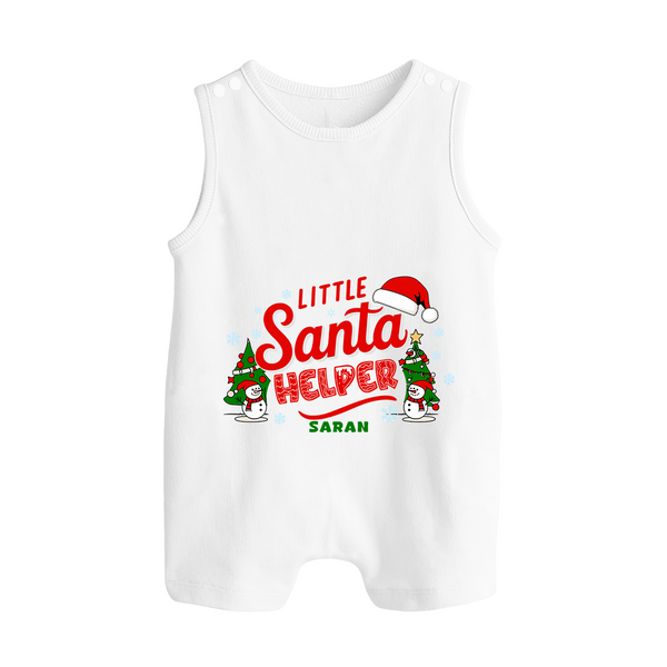 Little Santa Helper |Custom   Romper Suit - WHITE - 0 - 5 Months Old (Chest 18")