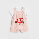 "Little Santa Helper" - Christmas Themed Kids Dungaree Set With Customized name - PEACH - 0 - 5 Months Old (Chest 18")