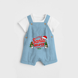 "Little Santa Helper" - Christmas Themed Kids Dungaree Set With Customized name - SKY BLUE - 0 - 5 Months Old (Chest 18")