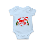 "Little Santa Helper" - Christmas Themed Kids Romper With Customized name - BABY BLUE - 0 - 3 Months Old (Chest 16")