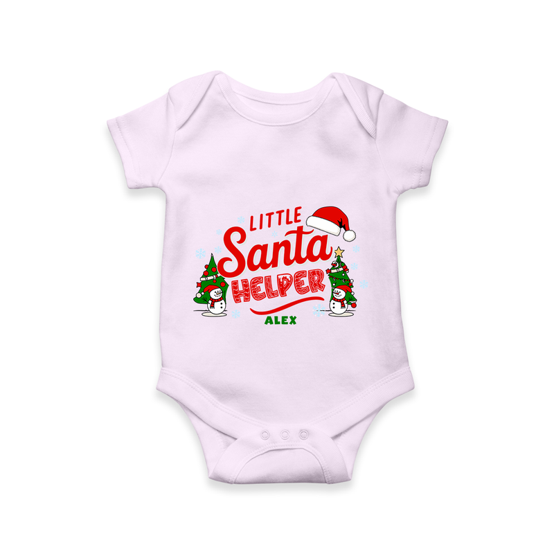 "Little Santa Helper" - Christmas Themed Kids Romper With Customized name - LILAC - 0 - 3 Months Old (Chest 16")