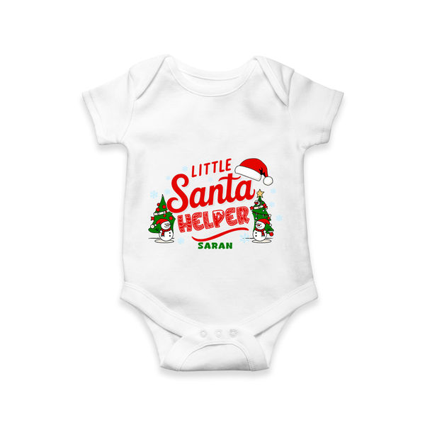 Little Santa Helper |Custom Baby Romper - WHITE - New Born (Chest 14")