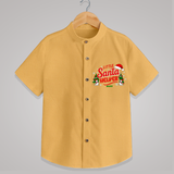 "Little Santa Helper" - Christmas Themed Kids Shirt With Customized name - PASTEL YELLOW - 0 - 6 Months Old (Chest 23")