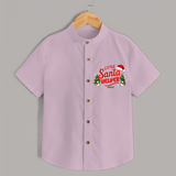 "Little Santa Helper" - Christmas Themed Kids Shirt With Customized name - PINK - 0 - 6 Months Old (Chest 23")