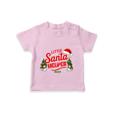 "Little Santa Helper" - Christmas Themed Kids T-Shirt With Customized name - PINK - 0-5 Months Old (Chest 17")