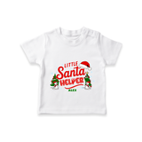 "Little Santa Helper" - Christmas Themed Kids T-Shirt With Customized name - WHITE - 0-5 Months Old (Chest 17")