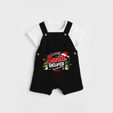 "Little Santa Helper" - Christmas Themed Kids Dungaree Set With Customized name - BLACK - 0 - 5 Months Old (Chest 18")