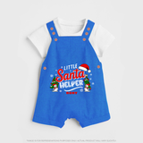 "Little Santa Helper" - Christmas Themed Kids Dungaree Set With Customized name - COBALT BLUE - 0 - 5 Months Old (Chest 18")