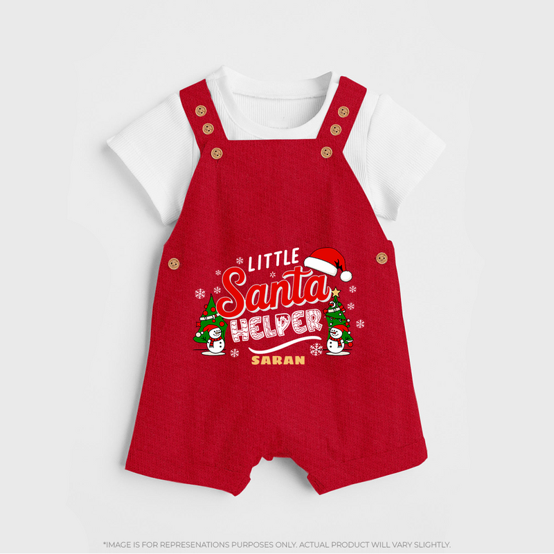 Little Santa Helper |Custom   Dungaree - RED - 0 - 5 Months Old (Chest 18")