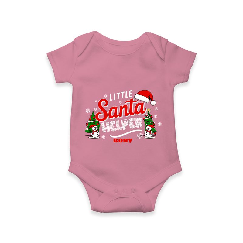 "Little Santa Helper" - Christmas Themed Kids Romper With Customized name - ONION - 0 - 3 Months Old (Chest 16")