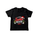 "Little Santa Helper" - Christmas Themed Kids T-Shirt With Customized name - BLACK - 0-5 Months Old (Chest 17")