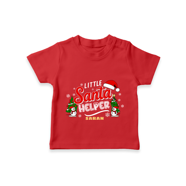 Little Santa Helper |Custom   T-Shirt - RED - 0-5 Months Old (Chest 17")