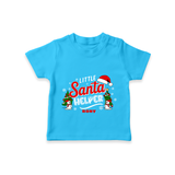 "Little Santa Helper" - Christmas Themed Kids T-Shirt With Customized name - SKY BLUE - 0-5 Months Old (Chest 17")