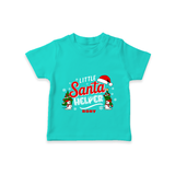 "Little Santa Helper" - Christmas Themed Kids T-Shirt With Customized name - TEAL - 0-5 Months Old (Chest 17")